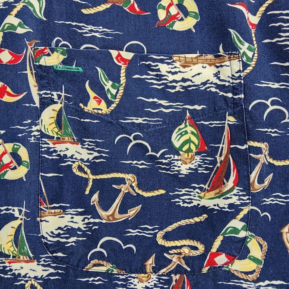 Tommy Hilfiger Shirt Mens Medium Sailing AOP Camp Loop Collar Vintage Nautical - Picture 11 of 13